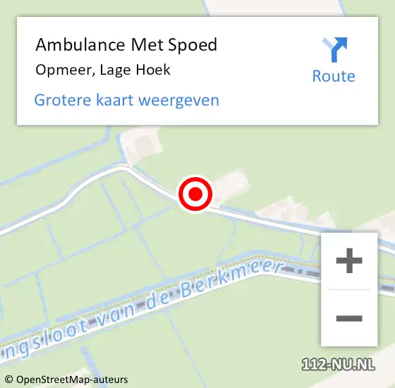 Locatie op kaart van de 112 melding: Ambulance Met Spoed Naar Opmeer, Lage Hoek op 21 mei 2022 12:41