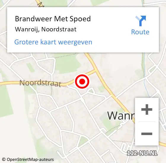 Locatie op kaart van de 112 melding: Brandweer Met Spoed Naar Wanroij, Noordstraat op 21 mei 2022 13:08