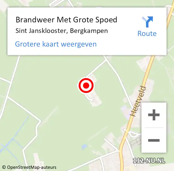 Locatie op kaart van de 112 melding: Brandweer Met Grote Spoed Naar Sint Jansklooster, Bergkampen op 21 mei 2022 13:34