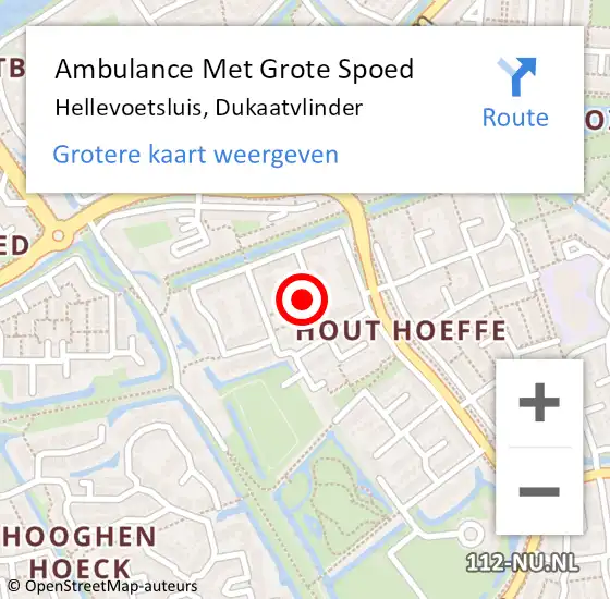 Locatie op kaart van de 112 melding: Ambulance Met Grote Spoed Naar Hellevoetsluis, Dukaatvlinder op 21 mei 2022 14:06