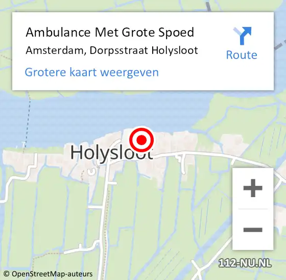 Locatie op kaart van de 112 melding: Ambulance Met Grote Spoed Naar Amsterdam, Dorpsstraat Holysloot op 21 mei 2022 14:13