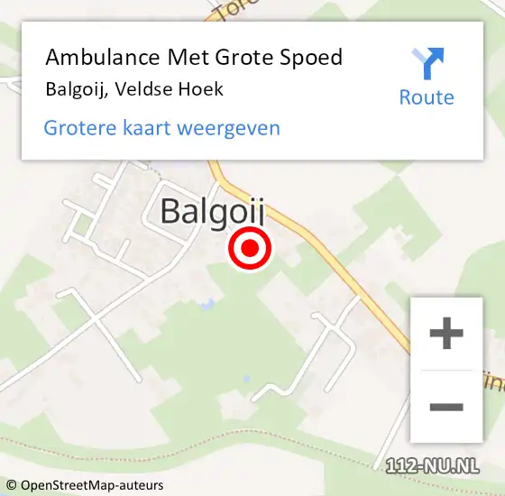 Locatie op kaart van de 112 melding: Ambulance Met Grote Spoed Naar Balgoij, Veldse Hoek op 21 mei 2022 14:15