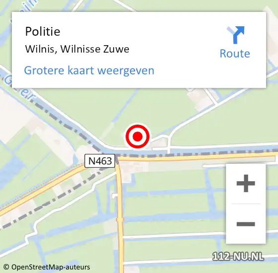 Locatie op kaart van de 112 melding: Politie Wilnis, Wilnisse Zuwe op 21 mei 2022 14:22