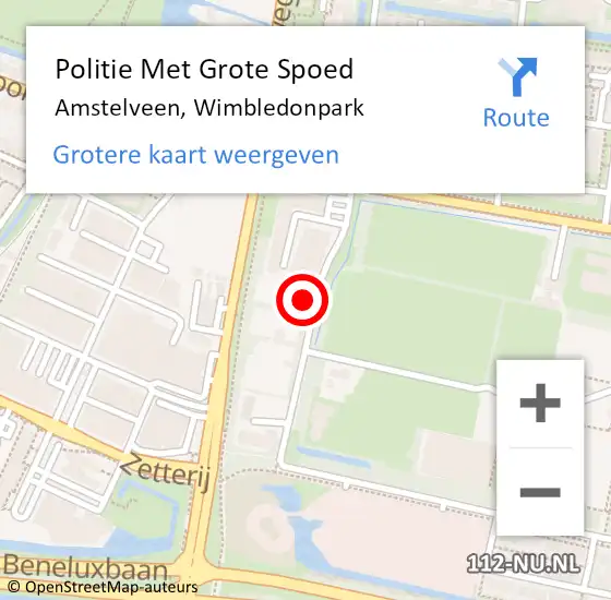 Locatie op kaart van de 112 melding: Politie Met Grote Spoed Naar Amstelveen, Wimbledonpark op 21 mei 2022 14:30