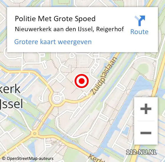 Locatie op kaart van de 112 melding: Politie Met Grote Spoed Naar Nieuwerkerk aan den IJssel, Reigerhof op 21 mei 2022 14:46