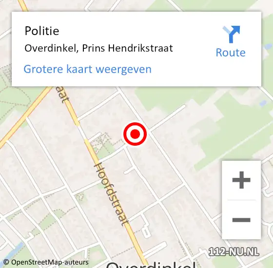Locatie op kaart van de 112 melding: Politie Overdinkel, Prins Hendrikstraat op 21 mei 2022 14:46