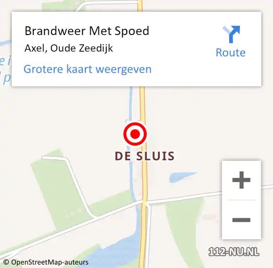 Locatie op kaart van de 112 melding: Brandweer Met Spoed Naar Axel, Oude Zeedijk op 21 mei 2022 14:47