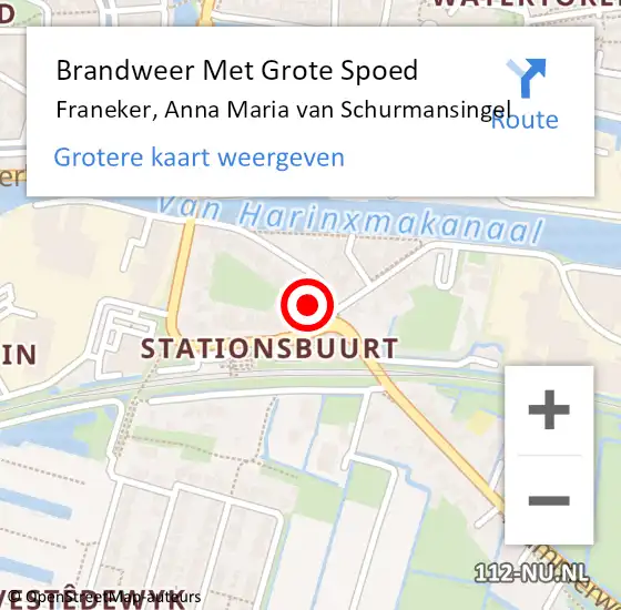 Locatie op kaart van de 112 melding: Brandweer Met Grote Spoed Naar Franeker, Anna Maria van Schurmansingel op 21 mei 2022 14:48