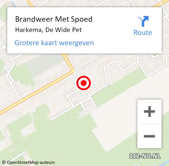 Locatie op kaart van de 112 melding: Brandweer Met Spoed Naar Harkema, De Wide Pet op 21 mei 2022 14:57