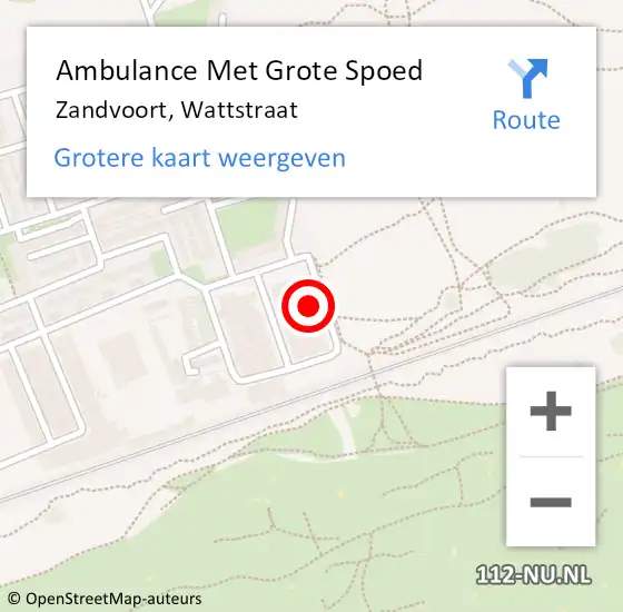 Locatie op kaart van de 112 melding: Ambulance Met Grote Spoed Naar Zandvoort, Wattstraat op 21 mei 2022 14:58