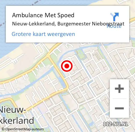 Locatie op kaart van de 112 melding: Ambulance Met Spoed Naar Nieuw-Lekkerland, Burgemeester Nieborgstraat op 21 mei 2022 15:29