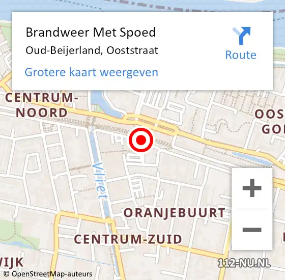 Locatie op kaart van de 112 melding: Brandweer Met Spoed Naar Oud-Beijerland, Ooststraat op 21 mei 2022 15:38