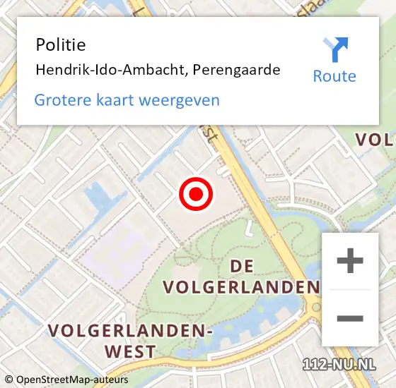 Locatie op kaart van de 112 melding: Politie Hendrik-Ido-Ambacht, Perengaarde op 21 mei 2022 15:58