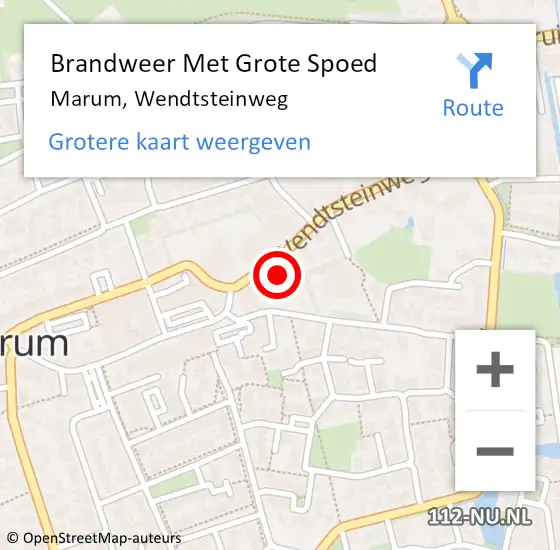 Locatie op kaart van de 112 melding: Brandweer Met Grote Spoed Naar Marum, Wendtsteinweg op 21 mei 2022 16:02