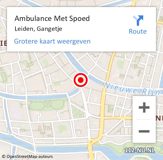 Locatie op kaart van de 112 melding: Ambulance Met Spoed Naar Leiden, Gangetje op 21 mei 2022 16:10