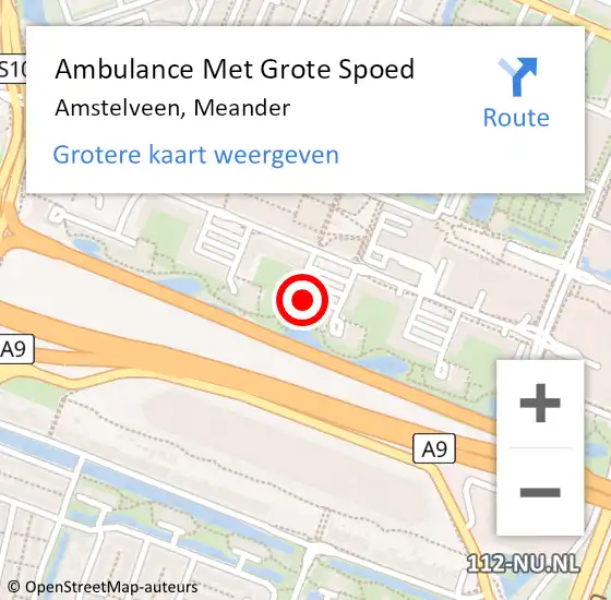 Locatie op kaart van de 112 melding: Ambulance Met Grote Spoed Naar Amstelveen, Meander op 21 mei 2022 16:37