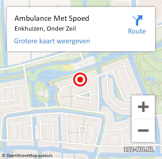 Locatie op kaart van de 112 melding: Ambulance Met Spoed Naar Enkhuizen, Onder Zeil op 21 mei 2022 16:42