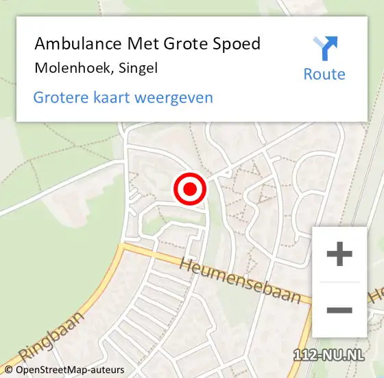 Locatie op kaart van de 112 melding: Ambulance Met Grote Spoed Naar Molenhoek, Singel op 21 mei 2022 17:17