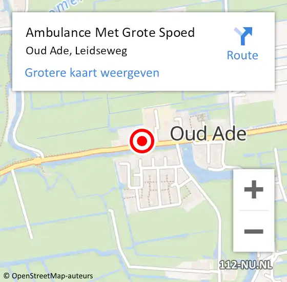 Locatie op kaart van de 112 melding: Ambulance Met Grote Spoed Naar Oud Ade, Leidseweg op 21 mei 2022 17:33