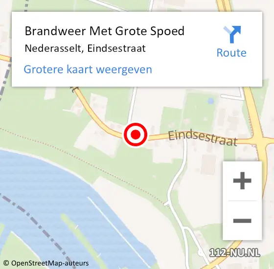 Locatie op kaart van de 112 melding: Brandweer Met Grote Spoed Naar Nederasselt, Eindsestraat op 21 mei 2022 17:38