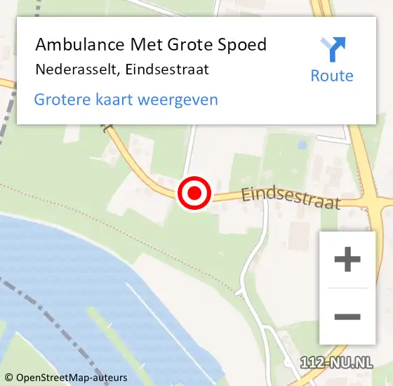 Locatie op kaart van de 112 melding: Ambulance Met Grote Spoed Naar Nederasselt, Eindsestraat op 21 mei 2022 17:40