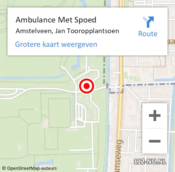 Locatie op kaart van de 112 melding: Ambulance Met Spoed Naar Amstelveen, Jan Tooropplantsoen op 21 mei 2022 17:43