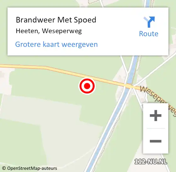 Locatie op kaart van de 112 melding: Brandweer Met Spoed Naar Heeten, Weseperweg op 21 mei 2022 18:07