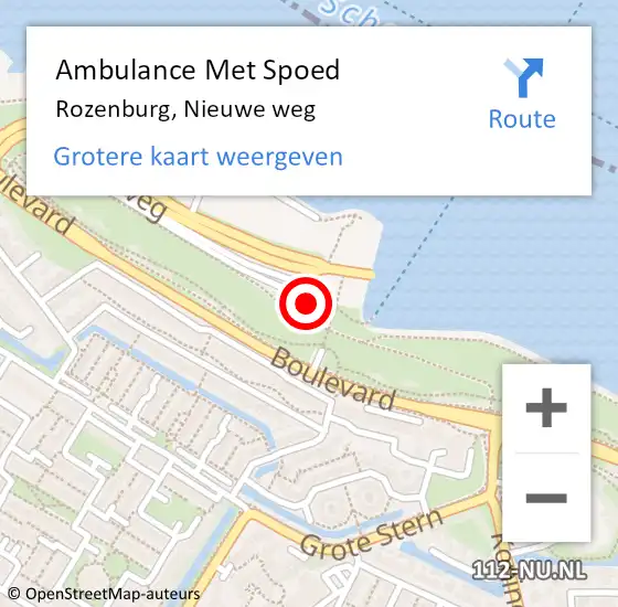 Locatie op kaart van de 112 melding: Ambulance Met Spoed Naar Rozenburg, Nieuwe weg op 21 mei 2022 18:21