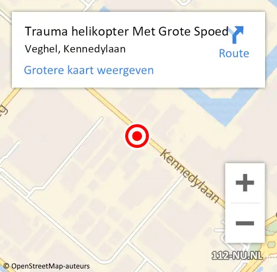 Locatie op kaart van de 112 melding: Trauma helikopter Met Grote Spoed Naar Veghel, Kennedylaan op 21 mei 2022 18:25