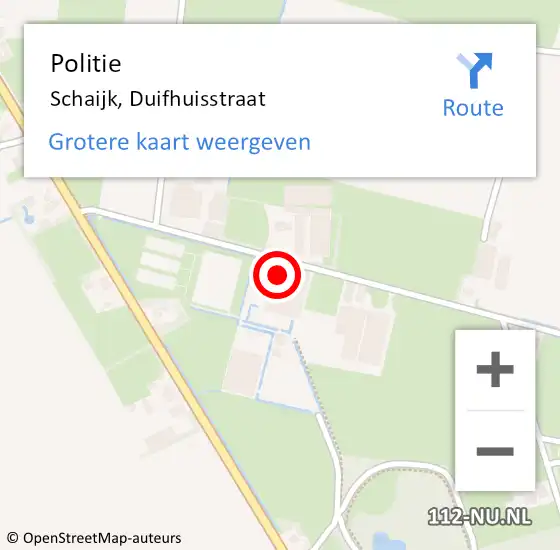 Locatie op kaart van de 112 melding: Politie Schaijk, Duifhuisstraat op 21 mei 2022 18:27