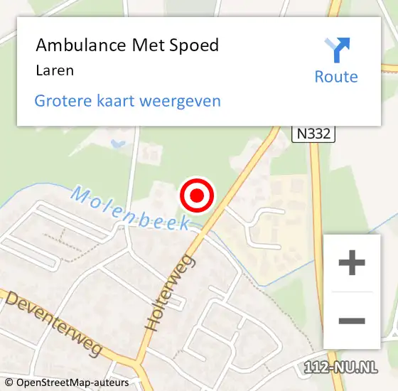 Locatie op kaart van de 112 melding: Ambulance Met Spoed Naar Laren op 21 mei 2022 18:27