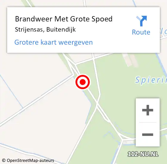 Locatie op kaart van de 112 melding: Brandweer Met Grote Spoed Naar Strijensas, Buitendijk op 21 mei 2022 18:40