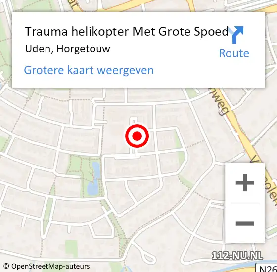 Locatie op kaart van de 112 melding: Trauma helikopter Met Grote Spoed Naar Uden, Horgetouw op 21 mei 2022 18:43