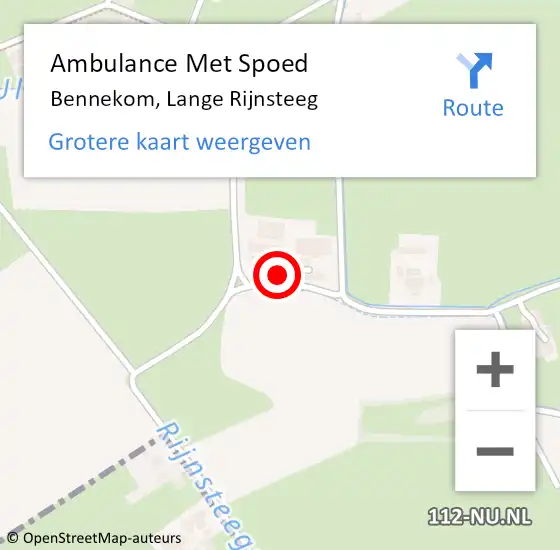 Locatie op kaart van de 112 melding: Ambulance Met Spoed Naar Bennekom, Lange Rijnsteeg op 21 mei 2022 19:26