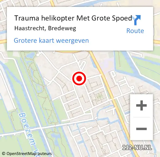 Locatie op kaart van de 112 melding: Trauma helikopter Met Grote Spoed Naar Haastrecht, Bredeweg op 21 mei 2022 19:41