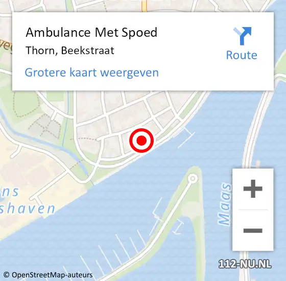 Locatie op kaart van de 112 melding: Ambulance Met Spoed Naar Thorn, Beekstraat op 21 mei 2022 19:45