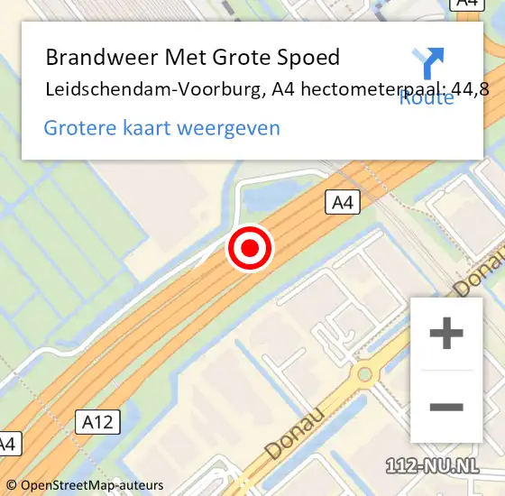 Locatie op kaart van de 112 melding: Brandweer Met Grote Spoed Naar Leidschendam-Voorburg, A4 hectometerpaal: 44,8 op 21 mei 2022 20:07