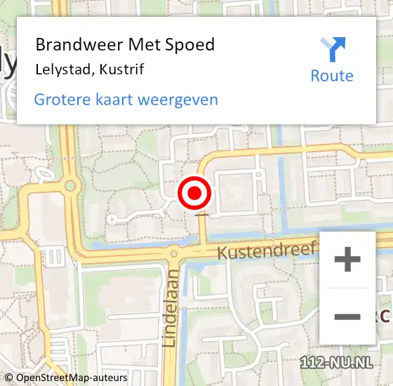 Locatie op kaart van de 112 melding: Brandweer Met Spoed Naar Lelystad, Kustrif op 21 mei 2022 20:17