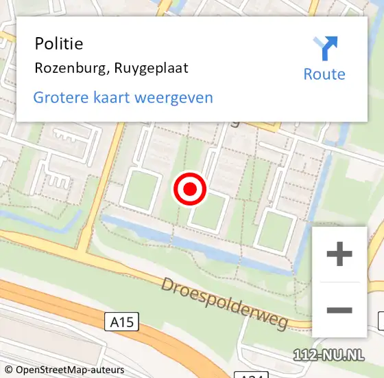 Locatie op kaart van de 112 melding: Politie Rozenburg, Ruygeplaat op 21 mei 2022 20:21