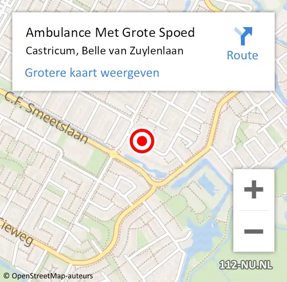 Locatie op kaart van de 112 melding: Ambulance Met Grote Spoed Naar Castricum, Belle van Zuylenlaan op 21 mei 2022 20:29