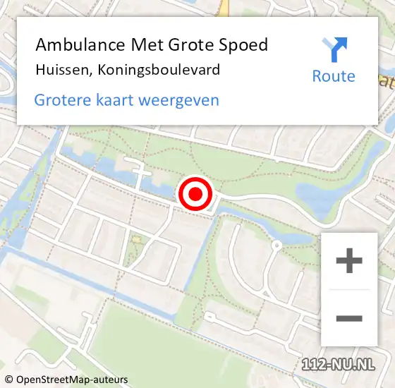 Locatie op kaart van de 112 melding: Ambulance Met Grote Spoed Naar Huissen, Koningsboulevard op 21 mei 2022 20:40