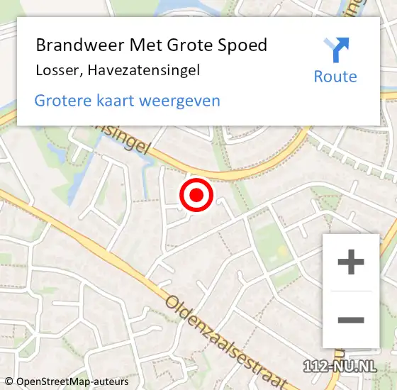 Locatie op kaart van de 112 melding: Brandweer Met Grote Spoed Naar Losser, Havezatensingel op 21 mei 2022 20:40