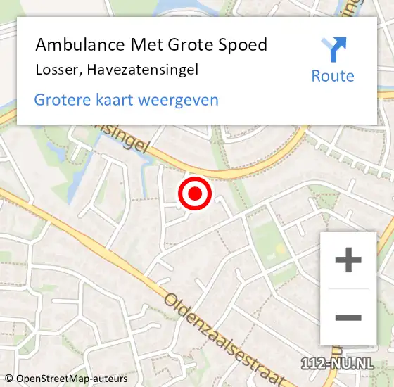 Locatie op kaart van de 112 melding: Ambulance Met Grote Spoed Naar Losser, Havezatensingel op 21 mei 2022 20:43