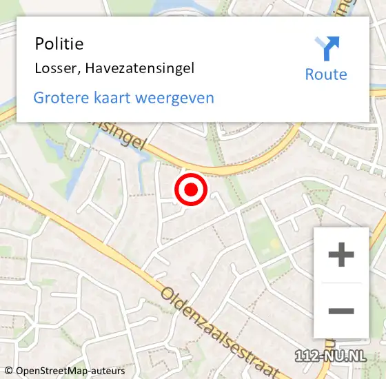 Locatie op kaart van de 112 melding: Politie Losser, Havezatensingel op 21 mei 2022 20:45