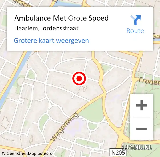 Locatie op kaart van de 112 melding: Ambulance Met Grote Spoed Naar Haarlem, Iordensstraat op 21 mei 2022 20:46