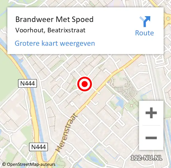 Locatie op kaart van de 112 melding: Brandweer Met Spoed Naar Voorhout, Beatrixstraat op 21 mei 2022 22:02