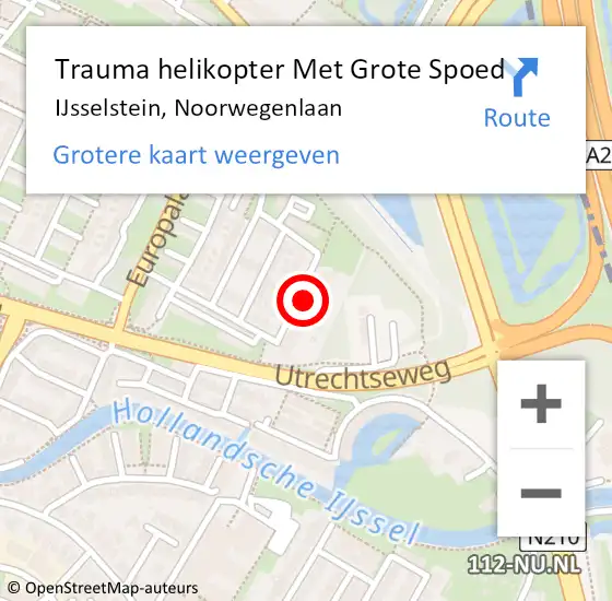 Locatie op kaart van de 112 melding: Trauma helikopter Met Grote Spoed Naar IJsselstein, Noorwegenlaan op 21 mei 2022 22:11