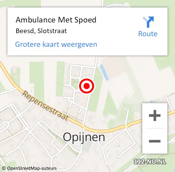 Locatie op kaart van de 112 melding: Ambulance Met Spoed Naar Beesd, Slotstraat op 21 mei 2022 22:13