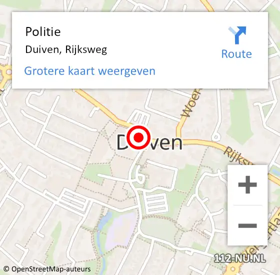 Locatie op kaart van de 112 melding: Politie Duiven, Rijksweg op 21 mei 2022 22:21