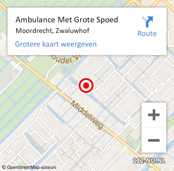 Locatie op kaart van de 112 melding: Ambulance Met Grote Spoed Naar Moordrecht, Zwaluwhof op 21 mei 2022 22:29